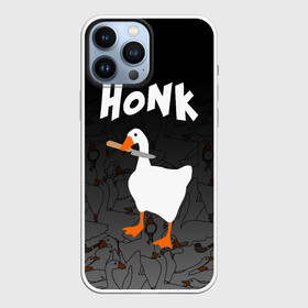 Чехол для iPhone 13 Pro Max с принтом Untitled Goose Game в Санкт-Петербурге,  |  | Тематика изображения на принте: goose | goose game | honk | untitled goose game | гусь | гусь игра | злой гусь | игра про гуся | кря | отвратительный гусь