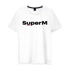 Мужская футболка хлопок с принтом SuperM (состав) в Санкт-Петербурге, 100% хлопок | прямой крой, круглый вырез горловины, длина до линии бедер, слегка спущенное плечо. | baekhyun | exo | kai | lucas | mark | nct | shinee | sm | super m | superm | taemin | taeyong | ten | wayv | бэкхён | кай | лукас | марк | супер м | суперм | тэён | тэмин | тэн