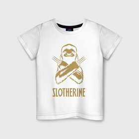 Детская футболка хлопок с принтом Sloth в Санкт-Петербурге, 100% хлопок | круглый вырез горловины, полуприлегающий силуэт, длина до линии бедер | animals | sloth | животные | ленивец