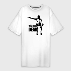 Платье-футболка хлопок с принтом Ходячие мертвецы в Санкт-Петербурге,  |  | dead | rick | walking | дэрил | зомби | карл | мертвецы.twd | мишон | рик | ходячие