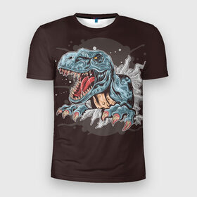 Мужская футболка 3D спортивная с принтом T-Rex в Санкт-Петербурге, 100% полиэстер с улучшенными характеристиками | приталенный силуэт, круглая горловина, широкие плечи, сужается к линии бедра | art | dino | dinos | dinosaur | raptor | style | trex | velociraptor | арт | динозавр | мир юрского периода | ти рекс | ящер