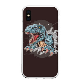 Чехол для iPhone XS Max матовый с принтом T-Rex в Санкт-Петербурге, Силикон | Область печати: задняя сторона чехла, без боковых панелей | Тематика изображения на принте: art | dino | dinos | dinosaur | raptor | style | trex | velociraptor | арт | динозавр | мир юрского периода | ти рекс | ящер