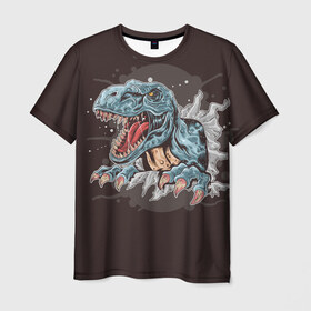 Мужская футболка 3D с принтом T-Rex в Санкт-Петербурге, 100% полиэфир | прямой крой, круглый вырез горловины, длина до линии бедер | art | dino | dinos | dinosaur | raptor | style | trex | velociraptor | арт | динозавр | мир юрского периода | ти рекс | ящер