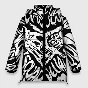 Женская зимняя куртка 3D с принтом VELIAL SQUAD в Санкт-Петербурге, верх — 100% полиэстер; подкладка — 100% полиэстер; утеплитель — 100% полиэстер | длина ниже бедра, силуэт Оверсайз. Есть воротник-стойка, отстегивающийся капюшон и ветрозащитная планка. 

Боковые карманы с листочкой на кнопках и внутренний карман на молнии | velial squad | музыка | отряд велиала | рэп | хорроркор | чёрный и белый