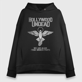 Женское худи Oversize хлопок с принтом Hollywood Undead в Санкт-Петербурге, френч-терри — 70% хлопок, 30% полиэстер. Мягкий теплый начес внутри —100% хлопок | боковые карманы, эластичные манжеты и нижняя кромка, капюшон на магнитной кнопке | charlie scene | danny | funny man | hollywood undead | hu | j dog | johnny 3 tears | голливудская нежить | голубь | голубь с гранатой | граната | ню метал | рэп метал | рэп рок