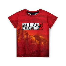 Детская футболка 3D с принтом RED DEAD REDEMPTION 2 в Санкт-Петербурге, 100% гипоаллергенный полиэфир | прямой крой, круглый вырез горловины, длина до линии бедер, чуть спущенное плечо, ткань немного тянется | arthur morgan | cowboy | online | red dead online | red dead redemption 2 | rockstar games | wild west | артур морган | бандит | вестерн | винтовка | дикий запад | ковбой | рокстар