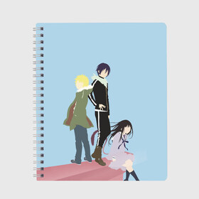 Тетрадь с принтом Yato Yukine & Hiyori в Санкт-Петербурге, 100% бумага | 48 листов, плотность листов — 60 г/м2, плотность картонной обложки — 250 г/м2. Листы скреплены сбоку удобной пружинной спиралью. Уголки страниц и обложки скругленные. Цвет линий — светло-серый
 | ghost | god of calamity | hiyori | iki | noragami | shinki | yato | yatogami | yukine | бездомный бог | бог бедствия | ики | призрак | секки | хиёри | шинки | юки | юкине | юкинэ | ято