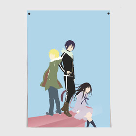 Постер с принтом Yato, Yukine & Hiyori в Санкт-Петербурге, 100% бумага
 | бумага, плотность 150 мг. Матовая, но за счет высокого коэффициента гладкости имеет небольшой блеск и дает на свету блики, но в отличии от глянцевой бумаги не покрыта лаком | ghost | god of calamity | hiyori | iki | noragami | shinki | yato | yatogami | yukine | бездомный бог | бог бедствия | ики | призрак | секки | хиёри | шинки | юки | юкине | юкинэ | ято