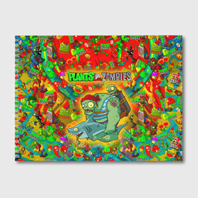 Альбом для рисования с принтом Plants vs Zombies в Санкт-Петербурге, 100% бумага
 | матовая бумага, плотность 200 мг. | plant | zombies | зомби | растения | растения против зомби