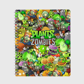 Тетрадь с принтом PLANTS VS ZOMBIES в Санкт-Петербурге, 100% бумага | 48 листов, плотность листов — 60 г/м2, плотность картонной обложки — 250 г/м2. Листы скреплены сбоку удобной пружинной спиралью. Уголки страниц и обложки скругленные. Цвет линий — светло-серый
 | Тематика изображения на принте: battle | plants | plants vs zombies | pvsz | vs | zombies | растения против зомби