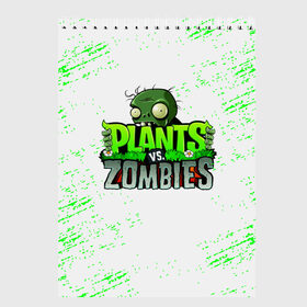 Скетчбук с принтом Plants vs Zombies в Санкт-Петербурге, 100% бумага
 | 48 листов, плотность листов — 100 г/м2, плотность картонной обложки — 250 г/м2. Листы скреплены сверху удобной пружинной спиралью | plants vs. zombies | зомби | игра | компьютерная игра | против | растения | растения против зомби