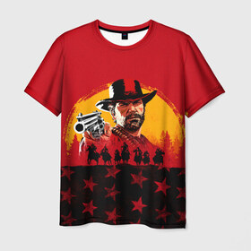 Мужская футболка 3D с принтом Red Dead Redemption 2 в Санкт-Петербурге, 100% полиэфир | прямой крой, круглый вырез горловины, длина до линии бедер | dead | rdr | rdr2 | red | redemption | артур | банда | бандиты | вестерн | дикий запад | ковбои | морган | сша