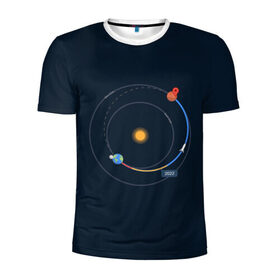 Мужская футболка 3D спортивная с принтом Земля - Марс в Санкт-Петербурге, 100% полиэстер с улучшенными характеристиками | приталенный силуэт, круглая горловина, широкие плечи, сужается к линии бедра | 2022 | cat | elon | galaxy | mars | moon | musk | nasa | space | spacex | tesla | вселенная | галактика | звезды | илон | космонавт | космос | луна | марс | маск | наса | скафандр | тесла
