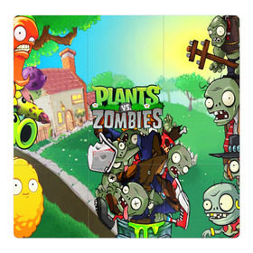 Магнитный плакат 3Х3 с принтом PLANTS VS. ZOMBIES в Санкт-Петербурге, Полимерный материал с магнитным слоем | 9 деталей размером 9*9 см | garden warfare | plants | plants vs. zombies | plants vs. zombies: garden warfare | popcap | zombies | кактус | картошка | подсолнух | растения против зомби | сад