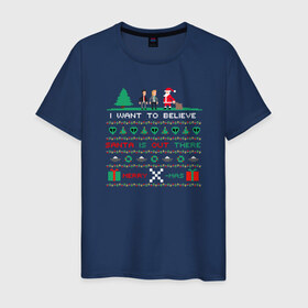 Мужская футболка хлопок с принтом X-files в Санкт-Петербурге, 100% хлопок | прямой крой, круглый вырез горловины, длина до линии бедер, слегка спущенное плечо. | i want to believe | malder | new year | scally | x files | xmas | новый год