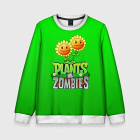 Детский свитшот 3D с принтом PLANTS VS ZOMBIES в Санкт-Петербурге, 100% полиэстер | свободная посадка, прямой крой, мягкая тканевая резинка на рукавах и понизу свитшота | battle | plants | plants vs zombies | pvsz | vs | zombies | растения против зомби