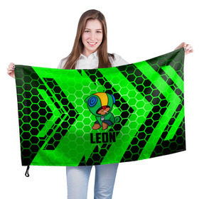 Флаг 3D с принтом BRAWL STARS LEON в Санкт-Петербурге, 100% полиэстер | плотность ткани — 95 г/м2, размер — 67 х 109 см. Принт наносится с одной стороны | android | brawl stars | games | leon | mobile game | stars | игры | леон | мобильные игры