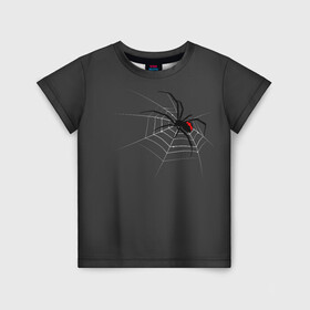 Детская футболка 3D с принтом Паук в Санкт-Петербурге, 100% гипоаллергенный полиэфир | прямой крой, круглый вырез горловины, длина до линии бедер, чуть спущенное плечо, ткань немного тянется | animal | animals | poison | spider | venom | вдова | животные | каракурт | паук | паутина | паучок | черная | черная вдова | яд