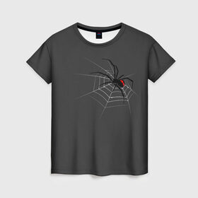 Женская футболка 3D с принтом Паук в Санкт-Петербурге, 100% полиэфир ( синтетическое хлопкоподобное полотно) | прямой крой, круглый вырез горловины, длина до линии бедер | animal | animals | poison | spider | venom | вдова | животные | каракурт | паук | паутина | паучок | черная | черная вдова | яд