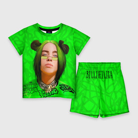 Детский костюм с шортами 3D с принтом BILLIE EILISH в Санкт-Петербурге,  |  | bad guy | billie | eilish | ocean eyes | айлиш | билли | девушка | певица | эйлиш