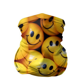 Бандана-труба 3D с принтом ЖЕЛТЫЕ СМАЙЛИКИ в Санкт-Петербурге, 100% полиэстер, ткань с особыми свойствами — Activecool | плотность 150‒180 г/м2; хорошо тянется, но сохраняет форму | Тематика изображения на принте: emoji | настроение | позитив | смайлики | смайлы | стикеры | текстура смайл | улыбки | фон смайл | эмодзи