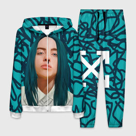 Мужской костюм 3D с принтом BILLIE EILISH в Санкт-Петербурге, 100% полиэстер | Манжеты и пояс оформлены тканевой резинкой, двухслойный капюшон со шнурком для регулировки, карманы спереди | bad guy | billie | eilish | ocean eyes | айлиш | билли | девушка | певица | эйлиш