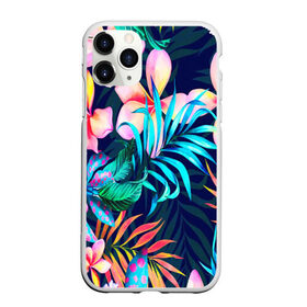 Чехол для iPhone 11 Pro Max матовый с принтом TROPIC FLOWER в Санкт-Петербурге, Силикон |  | bright | colorful | neon | retro | vintage | винтаж | неон | неоновые | пальмы | ретро | ретро неон | тропики | тропические листья