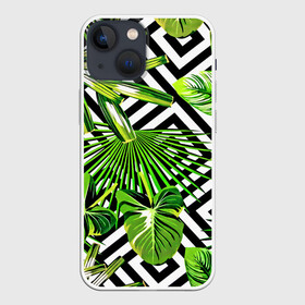 Чехол для iPhone 13 mini с принтом TROPIC TEXTURE в Санкт-Петербурге,  |  | bright | colorful | neon | retro | vintage | винтаж | неон | неоновые | пальмы | ретро | ретро неон | тропики | тропические листья