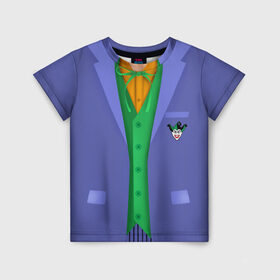 Детская футболка 3D с принтом Joker в Санкт-Петербурге, 100% гипоаллергенный полиэфир | прямой крой, круглый вырез горловины, длина до линии бедер, чуть спущенное плечо, ткань немного тянется | batman | costume | harley | harley quinn | joker | quinn | бетмен | джокер | квинн | костюм джокера | костюм харли | харли | харли квинн