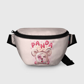 Поясная сумка 3D с принтом PANDA в Санкт-Петербурге, 100% полиэстер | плотная ткань, ремень с регулируемой длиной, внутри несколько карманов для мелочей, основное отделение и карман с обратной стороны сумки застегиваются на молнию | bear | bright | funny | panda | веселый | забавный | мишка | панда | прикольный | смешной | яркий