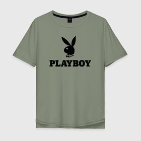 Мужская футболка хлопок Oversize с принтом Playboy в Санкт-Петербурге, 100% хлопок | свободный крой, круглый ворот, “спинка” длиннее передней части | brazzers | cекс | merch | new sensations | playboy | private | tushy | бразерс | мерч | плейбой