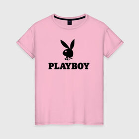 Женская футболка хлопок с принтом Playboy в Санкт-Петербурге, 100% хлопок | прямой крой, круглый вырез горловины, длина до линии бедер, слегка спущенное плечо | brazzers | cекс | merch | new sensations | playboy | private | tushy | бразерс | мерч | плейбой