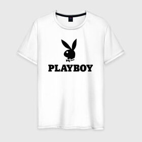 Мужская футболка хлопок с принтом Playboy в Санкт-Петербурге, 100% хлопок | прямой крой, круглый вырез горловины, длина до линии бедер, слегка спущенное плечо. | brazzers | cекс | merch | new sensations | playboy | private | tushy | бразерс | мерч | плейбой
