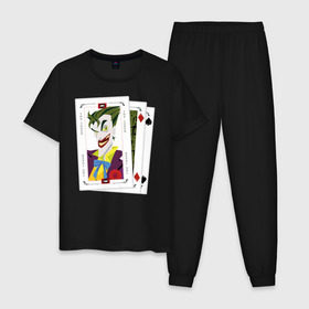 Мужская пижама хлопок с принтом Joker cards в Санкт-Петербурге, 100% хлопок | брюки и футболка прямого кроя, без карманов, на брюках мягкая резинка на поясе и по низу штанин
 | batman | dc | dc джокер | detective comics | harley | joker | shtatjoker | the joker | бетмен | джокер | злодей | харли