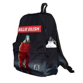 Рюкзак 3D с принтом BILLIE EILISH в Санкт-Петербурге, 100% полиэстер | лямки с регулируемой длиной, сверху петелька, чтобы рюкзак можно было повесить на вешалку. Основное отделение закрывается на молнию, как и внешний карман. Внутри два дополнительных кармана, один из которых закрывается на молнию. По бокам два дополнительных кармашка | Тематика изображения на принте: bad guy | billie | eilish | ocean eyes | айлиш | билли | девушка | певица | эйлиш