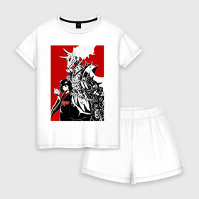Женская пижама с шортиками хлопок с принтом Babymetal fan art в Санкт-Петербурге, 100% хлопок | футболка прямого кроя, шорты свободные с широкой мягкой резинкой | Тематика изображения на принте: heavy | japan | kawaii | metal | music | rock | кавай | метал | музыка | рок | хэви | япония