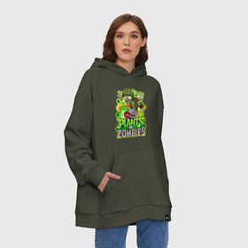 Худи SuperOversize хлопок с принтом PLANTS VS ZOMBIES в Санкт-Петербурге, 70% хлопок, 30% полиэстер, мягкий начес внутри | карман-кенгуру, эластичная резинка на манжетах и по нижней кромке, двухслойный капюшон
 | plants and zombies | plants vs zombies | зомби | игры | растения | растения против зомби