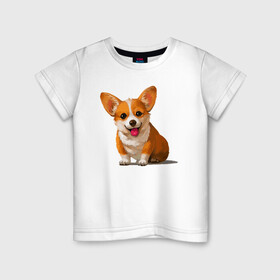 Детская футболка хлопок с принтом Корги в Санкт-Петербурге, 100% хлопок | круглый вырез горловины, полуприлегающий силуэт, длина до линии бедер | вельш корги | домашние животные | корги | пес | собака | собачнику | щенок