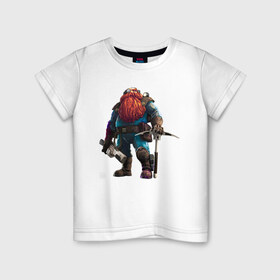 Детская футболка хлопок с принтом Deep Rock Galactic в Санкт-Петербурге, 100% хлопок | круглый вырез горловины, полуприлегающий силуэт, длина до линии бедер | Тематика изображения на принте: deep rock galactic dwarf гном