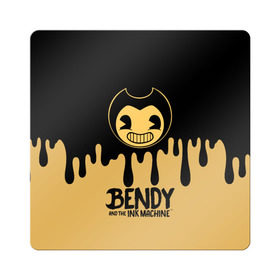 Магнит виниловый Квадрат с принтом Bendy And The Ink Machine в Санкт-Петербурге, полимерный материал с магнитным слоем | размер 9*9 см, закругленные углы | Тематика изображения на принте: bendy | bendy and the ink machine | бенди | бени | бенни | детская | детям | игра | капли | компьютерная игра | краска | машина | подтеки | розовая | ужастик