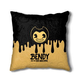 Подушка 3D с принтом Bendy And The Ink Machine в Санкт-Петербурге, наволочка – 100% полиэстер, наполнитель – холлофайбер (легкий наполнитель, не вызывает аллергию). | состоит из подушки и наволочки. Наволочка на молнии, легко снимается для стирки | bendy | bendy and the ink machine | бенди | бени | бенни | детская | детям | игра | капли | компьютерная игра | краска | машина | подтеки | розовая | ужастик