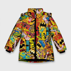 Зимняя куртка для девочек 3D с принтом Batman logos в Санкт-Петербурге, ткань верха — 100% полиэстер; подклад — 100% полиэстер, утеплитель — 100% полиэстер. | длина ниже бедра, удлиненная спинка, воротник стойка и отстегивающийся капюшон. Есть боковые карманы с листочкой на кнопках, утяжки по низу изделия и внутренний карман на молнии. 

Предусмотрены светоотражающий принт на спинке, радужный светоотражающий элемент на пуллере молнии и на резинке для утяжки. | bat man | batman | batman comics | caped crusader | dark knight | shtatbat | бетмен | брюс уэйн | бэт мен | бэтмен | тёмный рыцарь