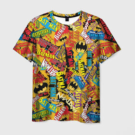Мужская футболка 3D с принтом Batman logos в Санкт-Петербурге, 100% полиэфир | прямой крой, круглый вырез горловины, длина до линии бедер | bat man | batman | batman comics | caped crusader | dark knight | shtatbat | бетмен | брюс уэйн | бэт мен | бэтмен | тёмный рыцарь
