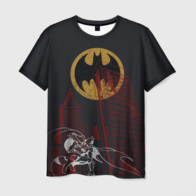 Мужская футболка 3D с принтом Batman в Санкт-Петербурге, 100% полиэфир | прямой крой, круглый вырез горловины, длина до линии бедер | Тематика изображения на принте: bat man | batman | batman comics | caped crusader | dark knight | shtatbat | бетмен | брюс уэйн | бэт мен | бэтмен | тёмный рыцарь