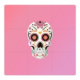 Магнитный плакат 3Х3 с принтом Day Of The Dead Skull в Санкт-Петербурге, Полимерный материал с магнитным слоем | 9 деталей размером 9*9 см | halloween | halloweenparty | happy | skull | zombie | в подарок | для девушки | для подарка | женский | зомби | кости | лицо | хеллоуин | хэллоуин | череп