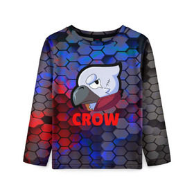 Детский лонгслив 3D с принтом Brawl Stars CROW в Санкт-Петербурге, 100% полиэстер | длинные рукава, круглый вырез горловины, полуприлегающий силуэт
 | android | brawl stars | crow | games | leon | mobile game | stars | ворон | игры | леон | мобильные игры