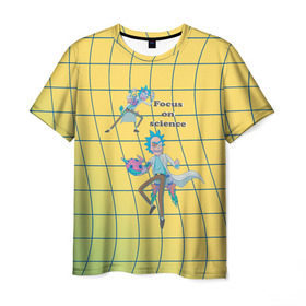 Мужская футболка 3D с принтом Рик и Морти Focus on science в Санкт-Петербурге, 100% полиэфир | прямой крой, круглый вырез горловины, длина до линии бедер | dsgnzaets | rick and morty | rick sanchez | vdzajul | миссикс | морти | плюмбус | рик | рик и морти