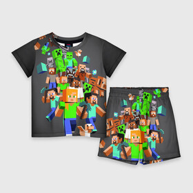 Детский костюм с шортами 3D с принтом MINECRAFT ONLINE в Санкт-Петербурге,  |  | craft | creeper | dungeon | dungeons | earth | game | logo | mine | minecraft | mobile | online | дунгеонс | земля | зомби | игра | крипер | лого | майкрафт | майнкрафт | мобайл | онлайн | подземелье | подземелья