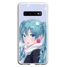 Чехол для Samsung Galaxy S10 с принтом Hatsune Miku Winter в Санкт-Петербурге, Силикон | Область печати: задняя сторона чехла, без боковых панелей | anime | aquamarin | aquamarine | everlasting | hatsune | j pop | miku | projectdiva | singer | snow | summer | vocaloid | аквамарин | аниме | вокалоид | мику | певица | хацуне | хацунэ