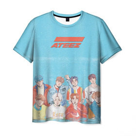 Мужская футболка 3D с принтом Ateez K-pop в Санкт-Петербурге, 100% полиэфир | прямой крой, круглый вырез горловины, длина до линии бедер | ateez | k pop | корейская группа | музыка | парни